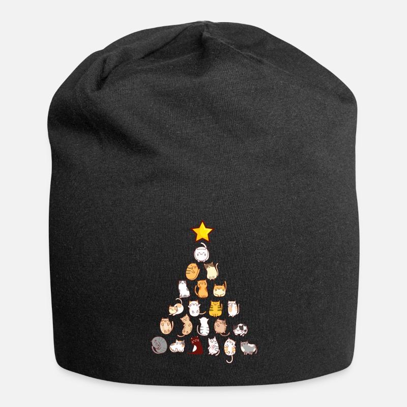 Katzen Tannenbaum - Jersey-Beanie - Schwarz