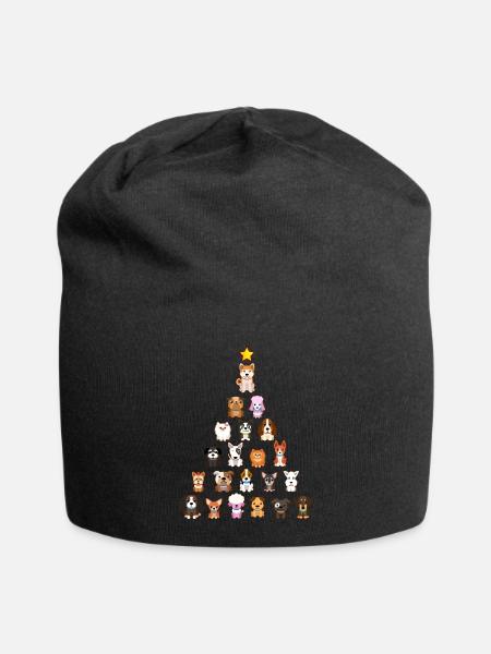Weihnachten Hunde Welpen - Jersey-Beanie - Schwarz