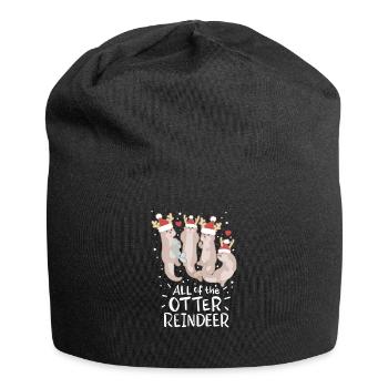 all of the otter reindeer Christmas Christmas - Jersey Beanie - black - Front
