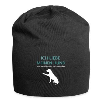 Ich liebe meinen Hund Geschenk Hundeliebhaber - Jersey-Beanie - Schwarz - Vorne