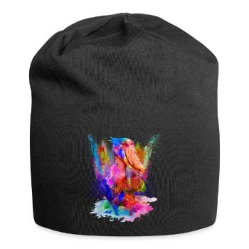 Schuhschnabel Vogel Aquarell Wasserfarben Geschenk - Jersey-Beanie - Schwarz - Vorne