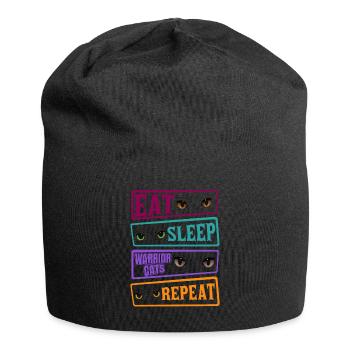Eat Sleep Cat Cat Repeat Warrior Cat Cats - Jersey Beanie - black - Front