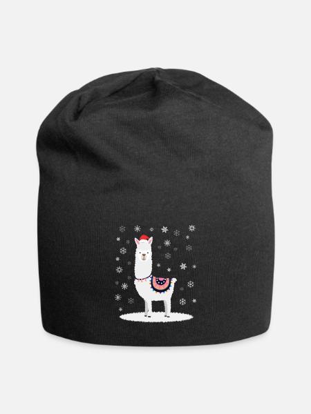 Weihnacht Alpaka Lama im Schnee - Jersey-Beanie - Schwarz