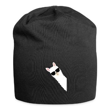 Cool alpaca with sunglasses - Jersey Beanie - black - Front