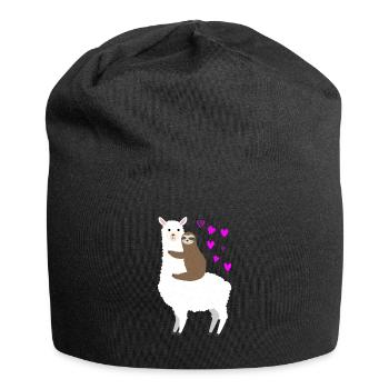 Alpaga paresseux amour - Bonnet en jersey - noir - Devant