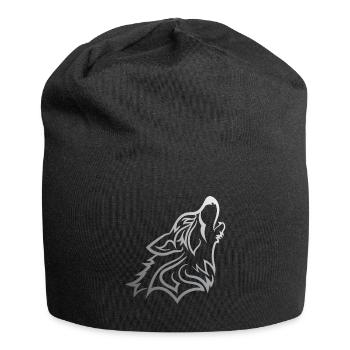 Howling Wolf - Funny Graphic Silvered Wolf Design - Jersey-Beanie - Schwarz - Vorne