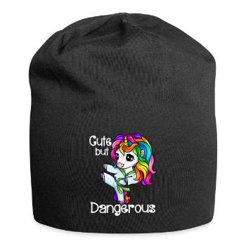 Jolie fille de licorne karaté self-défense - Bonnet en jersey - noir - Devant