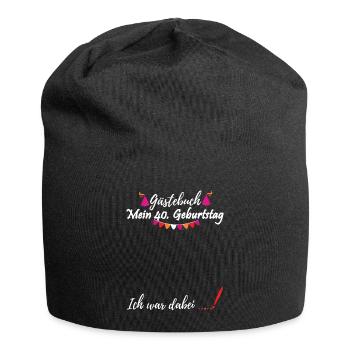 Gästebuch 40. Geburtstag - Jersey-Beanie - Schwarz - Vorne