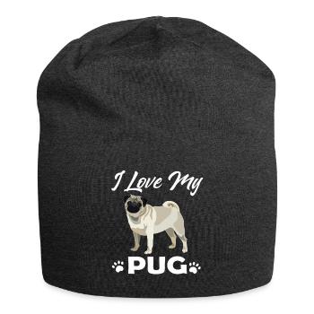 Mops Hund Mops Leben I love my pug - Jersey-Beanie - Anthrazit - Vorne