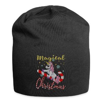 Strickmuster Magisches Weihnachten Einhorn - Jersey-Beanie - Schwarz - Vorne
