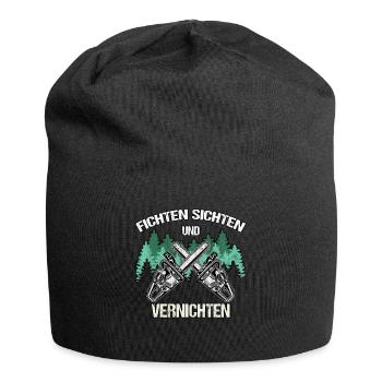 Holzfäller Fichten Sichten Und Vernichten Geschenk - Jersey-Beanie - Schwarz - Vorne