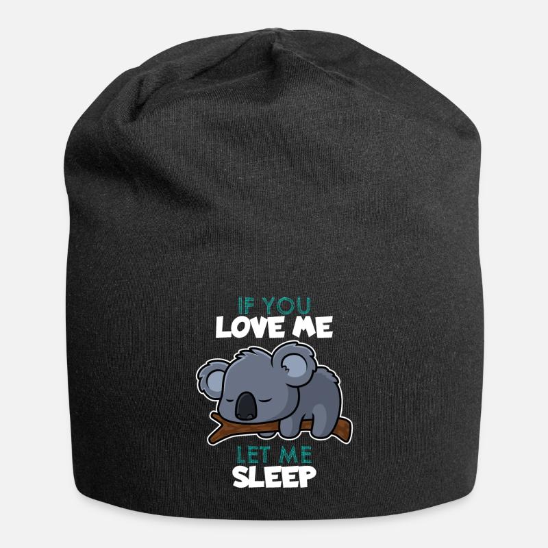 Schlafen Liebe Koala Lustig - Jersey-Beanie - Schwarz