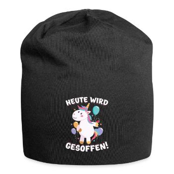 Junggesellenabschied JGA Party Einhorn Geschenk - Jersey-Beanie - Schwarz - Vorne