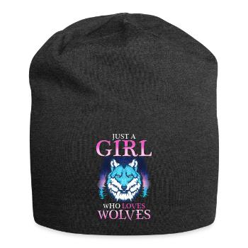 Nur ein Mädchen, das Wölfe liebt Selbstbewusster einsamer Wolf - Jersey-Beanie - Anthrazit - Vorne