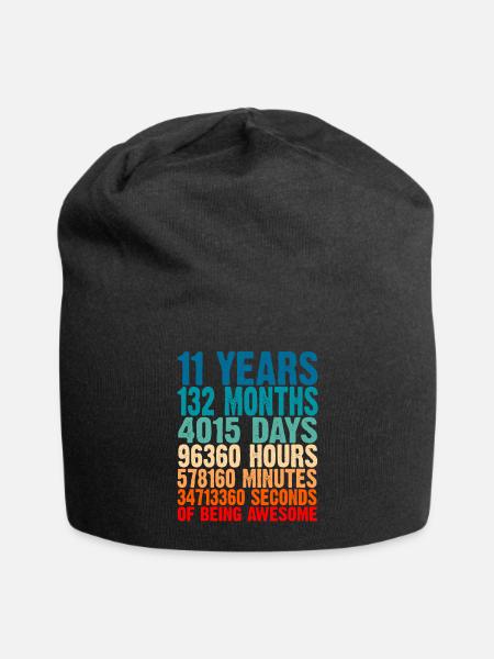11 Years Of Being Awesome 11 Birthday Gift 1 - Jersey Beanie - black