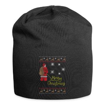 Santa Peeing pinkelnder weihnachtsmann Ugly Xmas - Jersey-Beanie - Schwarz - Vorne