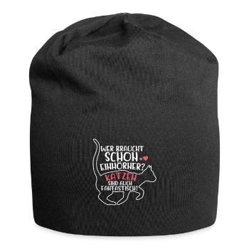 Katze - Jersey-Beanie - Schwarz - Vorne