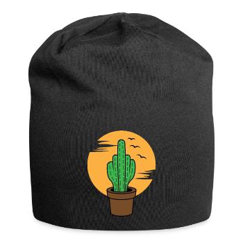 Kaktus Stinkefinger - Jersey-Beanie - Schwarz - Vorne