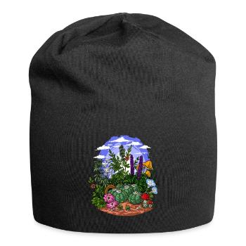 Psychedelic Nature Garden - Jersey Beanie - black - Front
