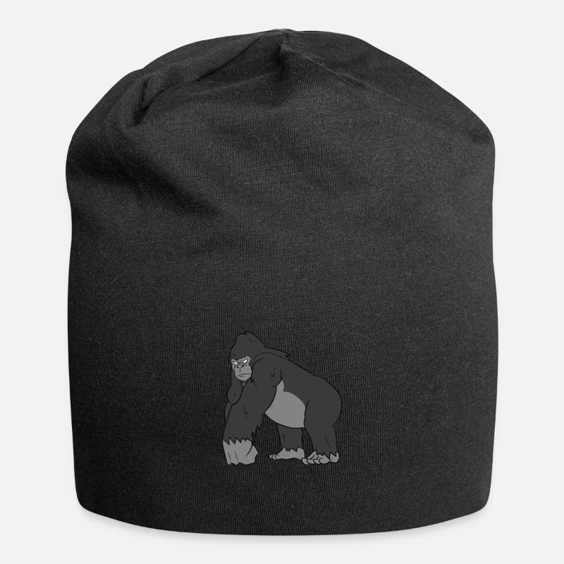 Gorilla - Kräftiger Silberrücken - Jersey-Beanie - Schwarz