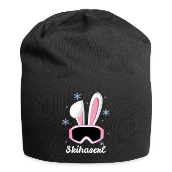 Skihase Skihaserl Skihäschen Ski Fahren Aprés Ski - Jersey-Beanie - Schwarz - Vorne