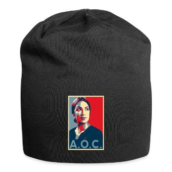 AOC für Präsident 2024 Alexandria Ocasio-Cortez - Jersey-Beanie - Schwarz - Vorne