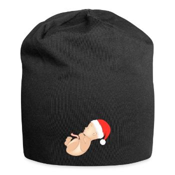 Weihnachten Schwanger Schwangerschaft Babybauch - Jersey-Beanie - Schwarz - Vorne