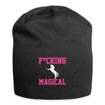 Lustig Einhorn Unicorn Dame Mädchen Frau Geschenk - Jersey-Beanie - Schwarz - Vorne