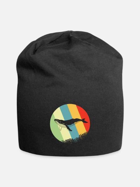 Whale shark retro and vintage circle - Jersey Beanie - black