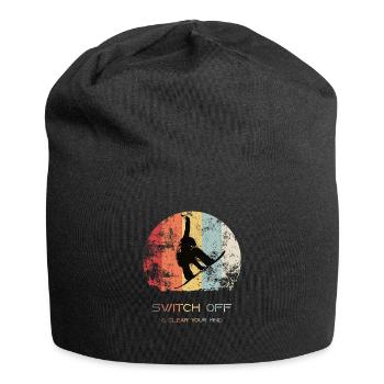 Vintage-Flug-Snowboarder-Stil mit coolem Zitat - Jersey-Beanie - Schwarz - Vorne