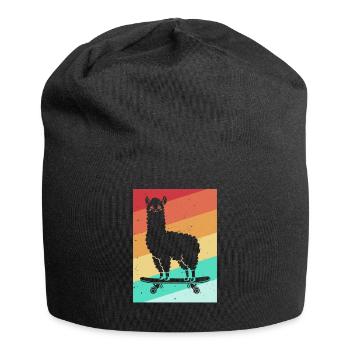 Llama Skateboard Skate Skater Retro - Jersey Beanie - black - Front