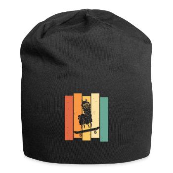 Llama Skateboard Skate Skater Retro - Jersey Beanie - black - Front