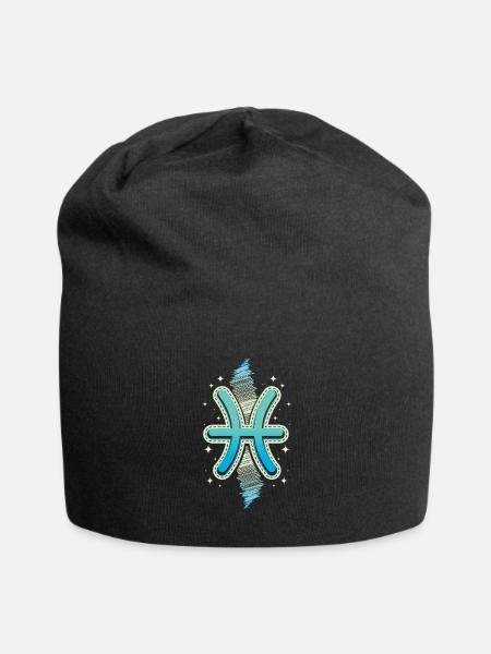 Sternzeichen Fisch - Jersey-Beanie - Schwarz