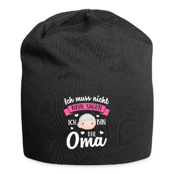 Ich muss nicht nein sagen ich bin die Oma - Jersey-Beanie - Schwarz - Vorne