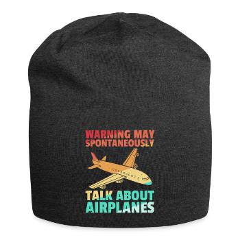 Flugzeug Flieger Pilot Fliegen Retro - Jersey-Beanie - Anthrazit - Vorne