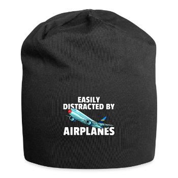 Flugzeug Flieger Pilot Fliegen Flug - Jersey-Beanie - Schwarz - Vorne