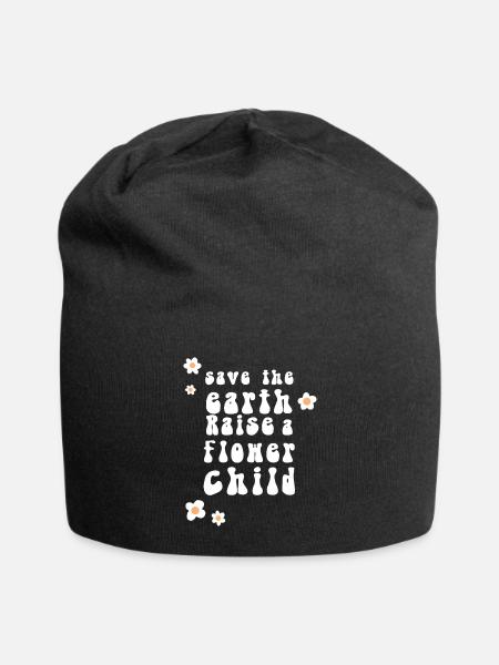 Sauver la terre élever une fleur enfant planète hippie - Bonnet en jersey - noir
