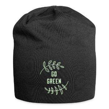 Go Green Spruch Blatt Erde Planet Klimawandel Grün - Jersey-Beanie - Schwarz - Vorne