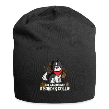Border Collie Drôle de cadeau chien - Bonnet en jersey - noir - Devant