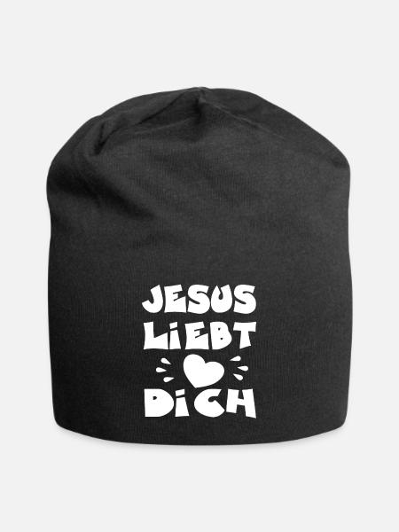 Jesus liebt dich - Jersey-Beanie - Schwarz