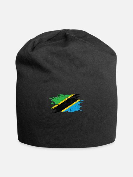 Tansania - Jersey-Beanie - Schwarz