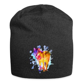 Cadeau coloré aquarelle de famille de chien de loup - Bonnet en jersey - charbon - Devant