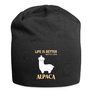 Alpagas, la vie est meilleure avec un alpaga - Bonnet en jersey - noir - Devant