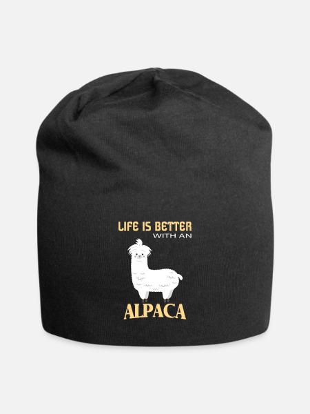Alpagas, la vie est meilleure avec un alpaga - Bonnet en jersey - noir