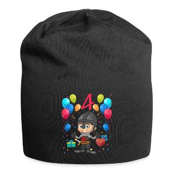 Ritter Kinder Geburtstag Geschenk 4 Jahre - Jersey-Beanie - Schwarz - Vorne