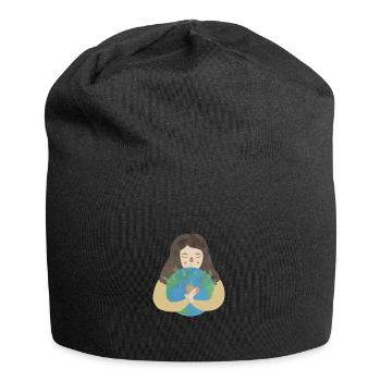 Mädchen Umarmung Erde Planet Earth Pflanze Herz - Jersey-Beanie - Schwarz - Vorne