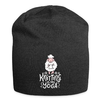 Knitting Sheep Knitting Is My Yoga - Jersey Beanie - charcoal grey - Front