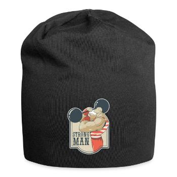 Strongman retro Muskelmann mit Gewicht Nostalgie - Jersey-Beanie - Schwarz - Vorne