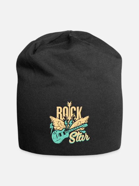 E-Gitarren- - Jersey-Beanie - Schwarz