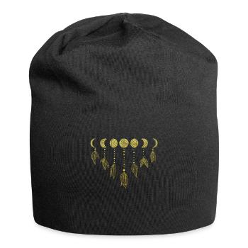 Flower of life moon phases dream catcher with feathers - Jersey Beanie - black - Front